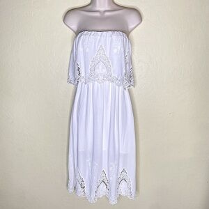 Forever 21 Strapless Boho White Lace Midi Dress S